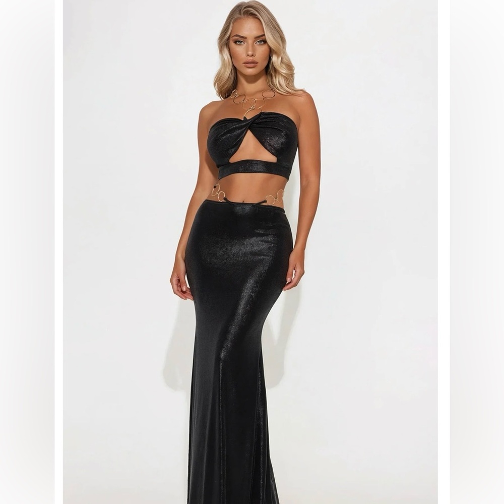 Elegant Black Women's 2 piece set
